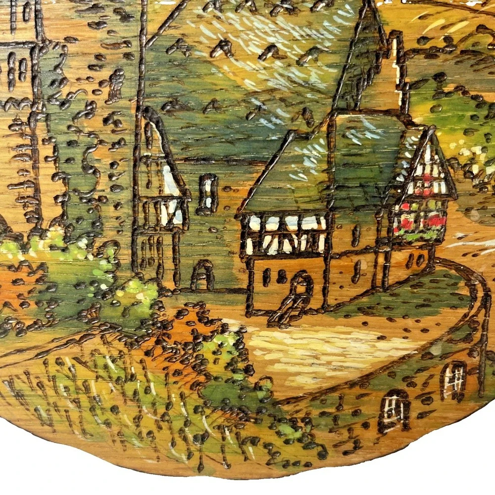 Burg Stahleck Bacharach Germany Hand-Burned Wood Plaque 2010 Arno Stassen